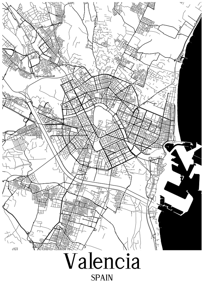 Valencia City Map Spain