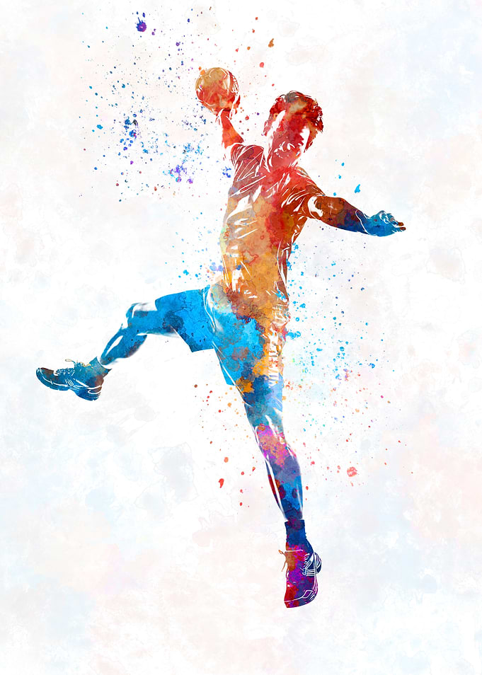 Handball player watercolor