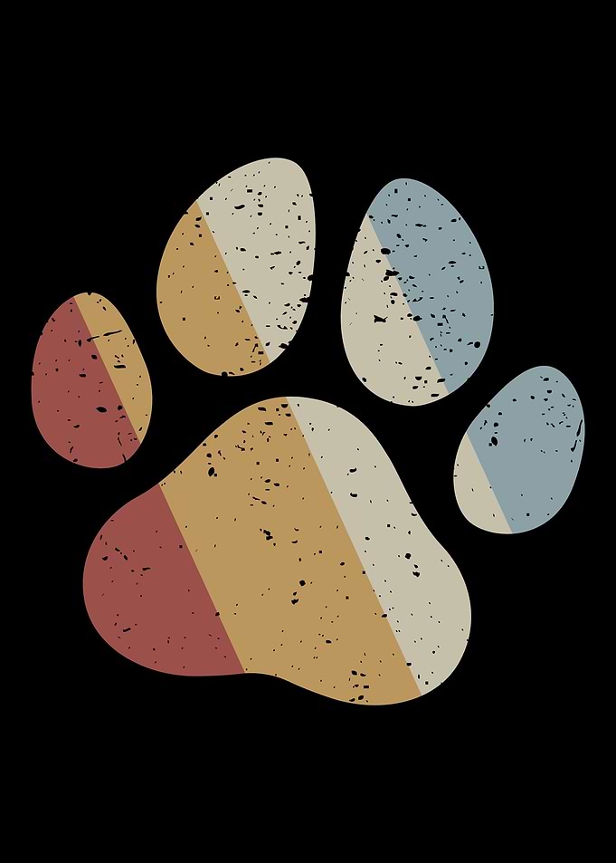 Dog Paw Retro Vintage