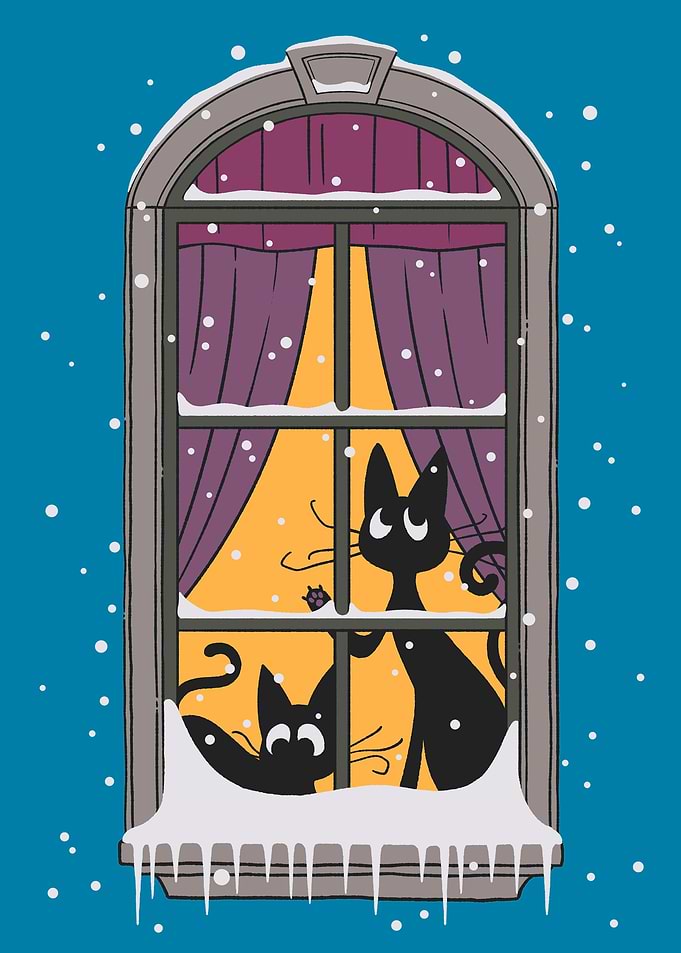 Snowing Outside Window