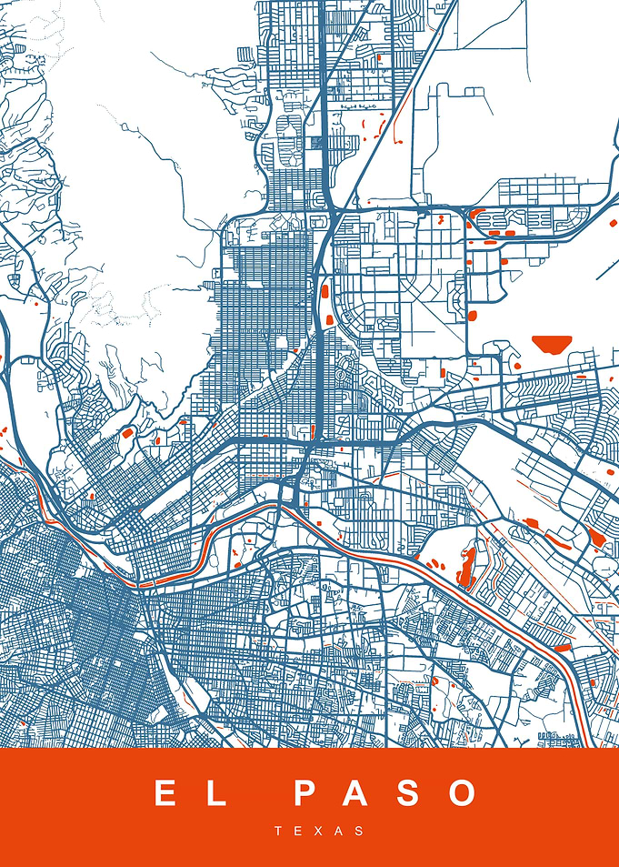 EL PASO Map TEXAS USA