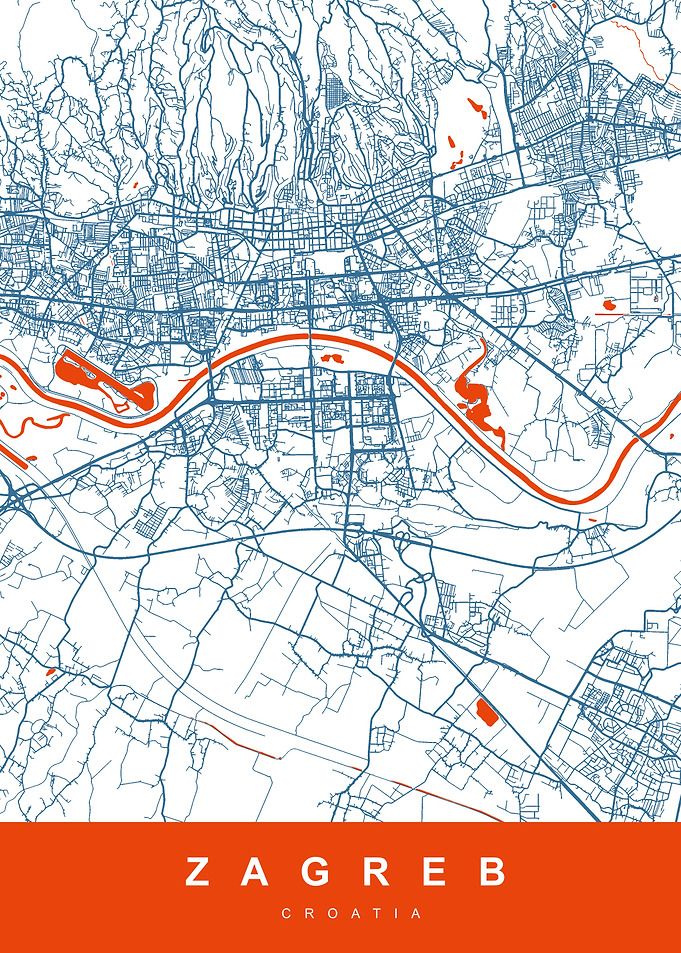 ZAGREB City Map CROATIA