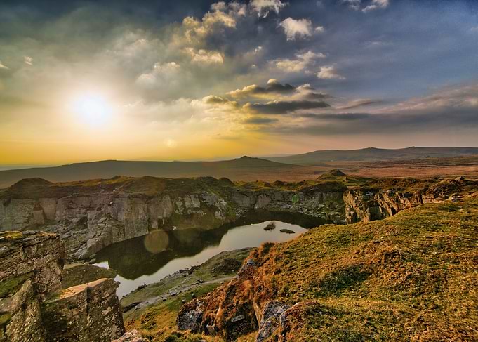 Sunset in quarry