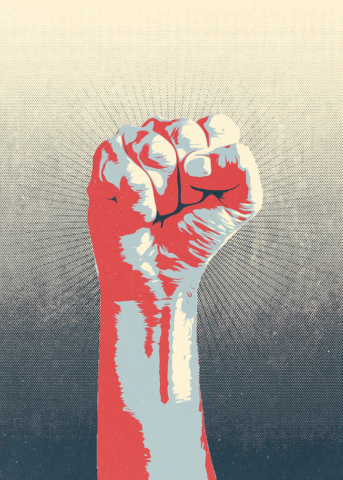 Raised fist concept