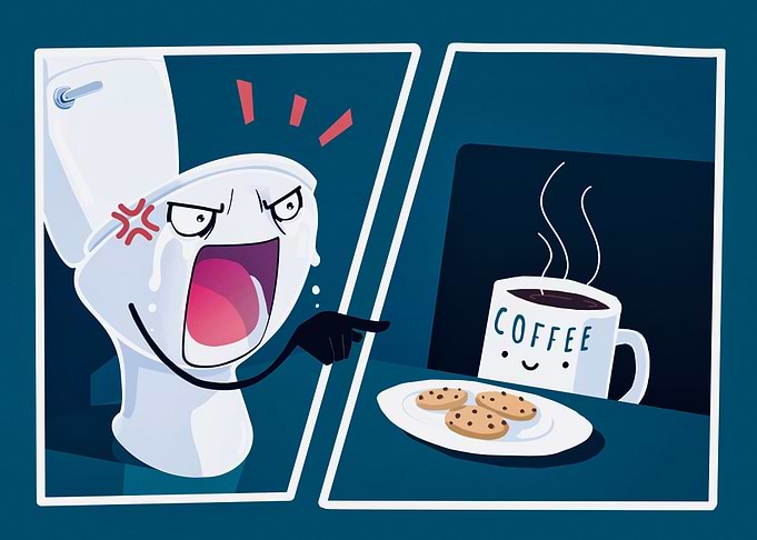 Toilet yelling at coffee