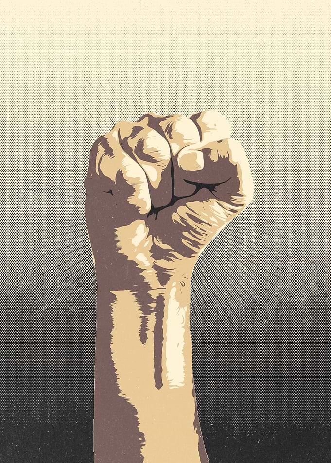 Raised fist concept