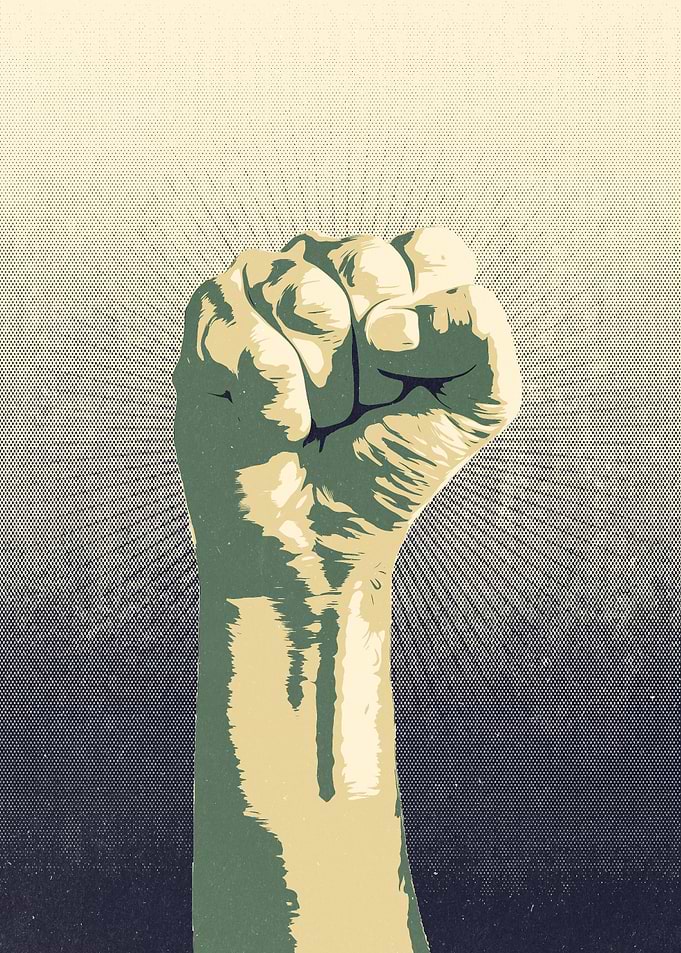 Raised fist concept