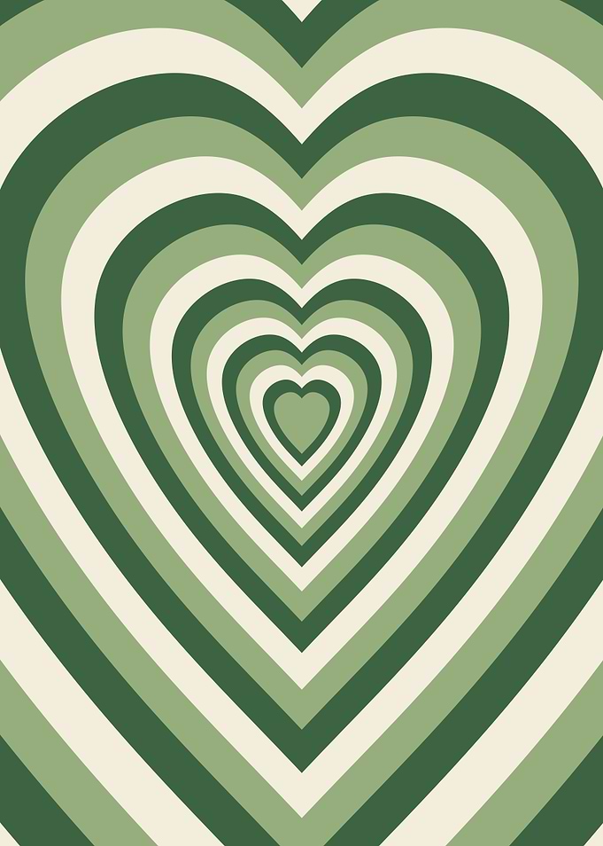 70s Green Hearts