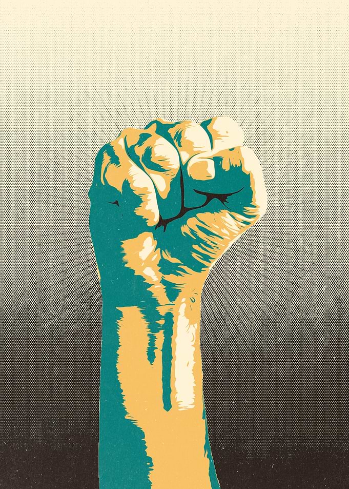 Raised fist concept
