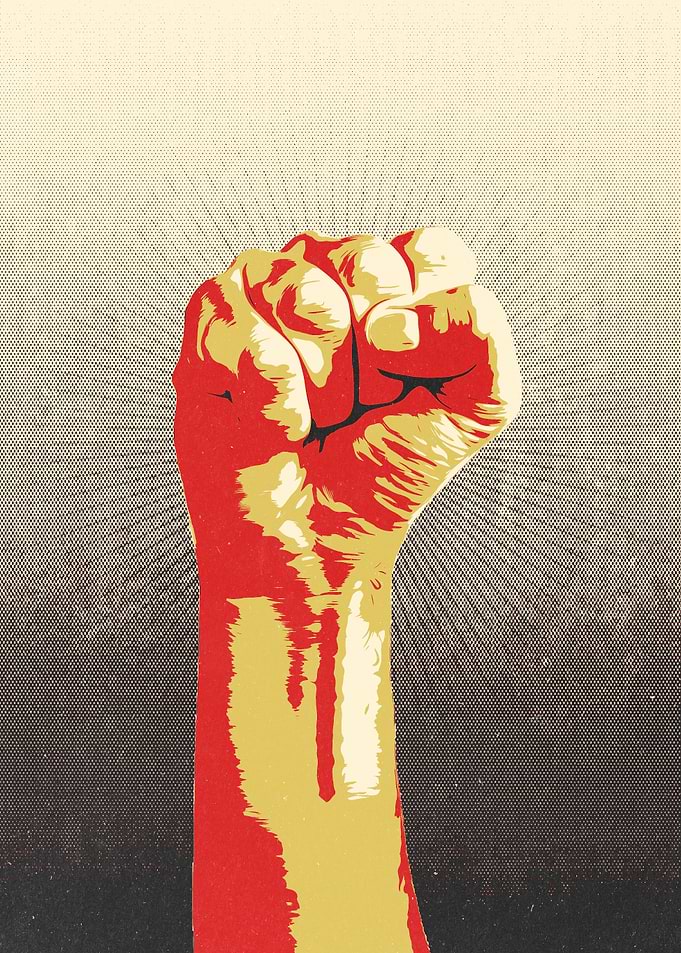 Raised fist concept
