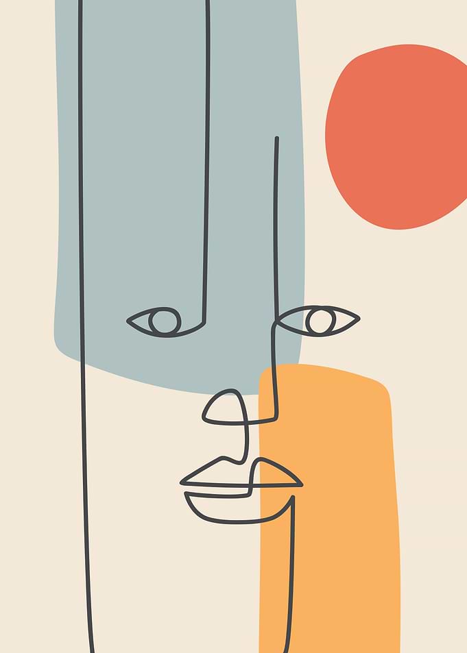 Watercolor Face Line Art
