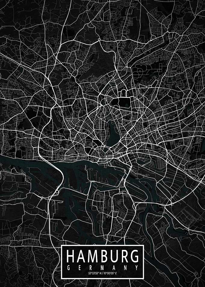 Hamburg City Map Dark