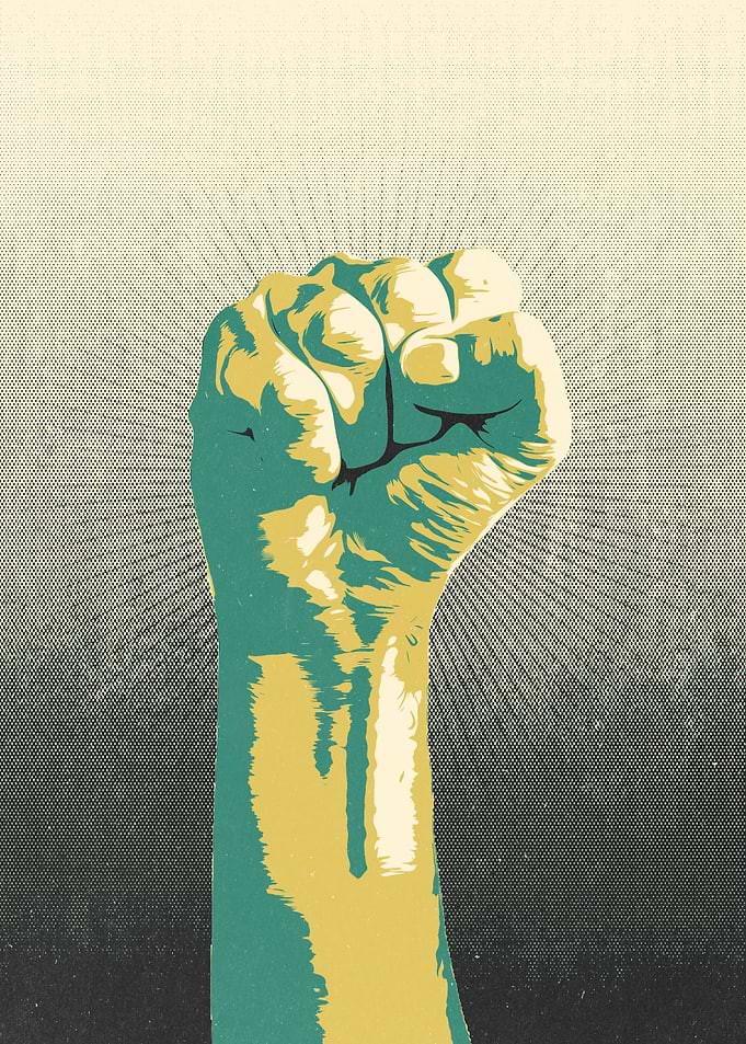 Raised fist concept