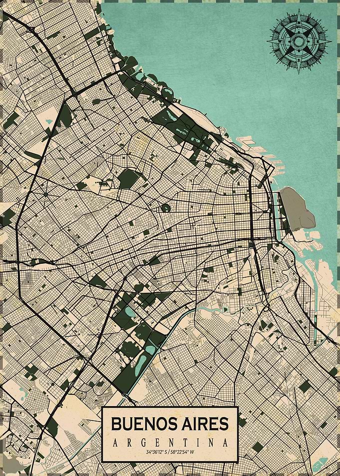 Buenos Aires Map Vintage