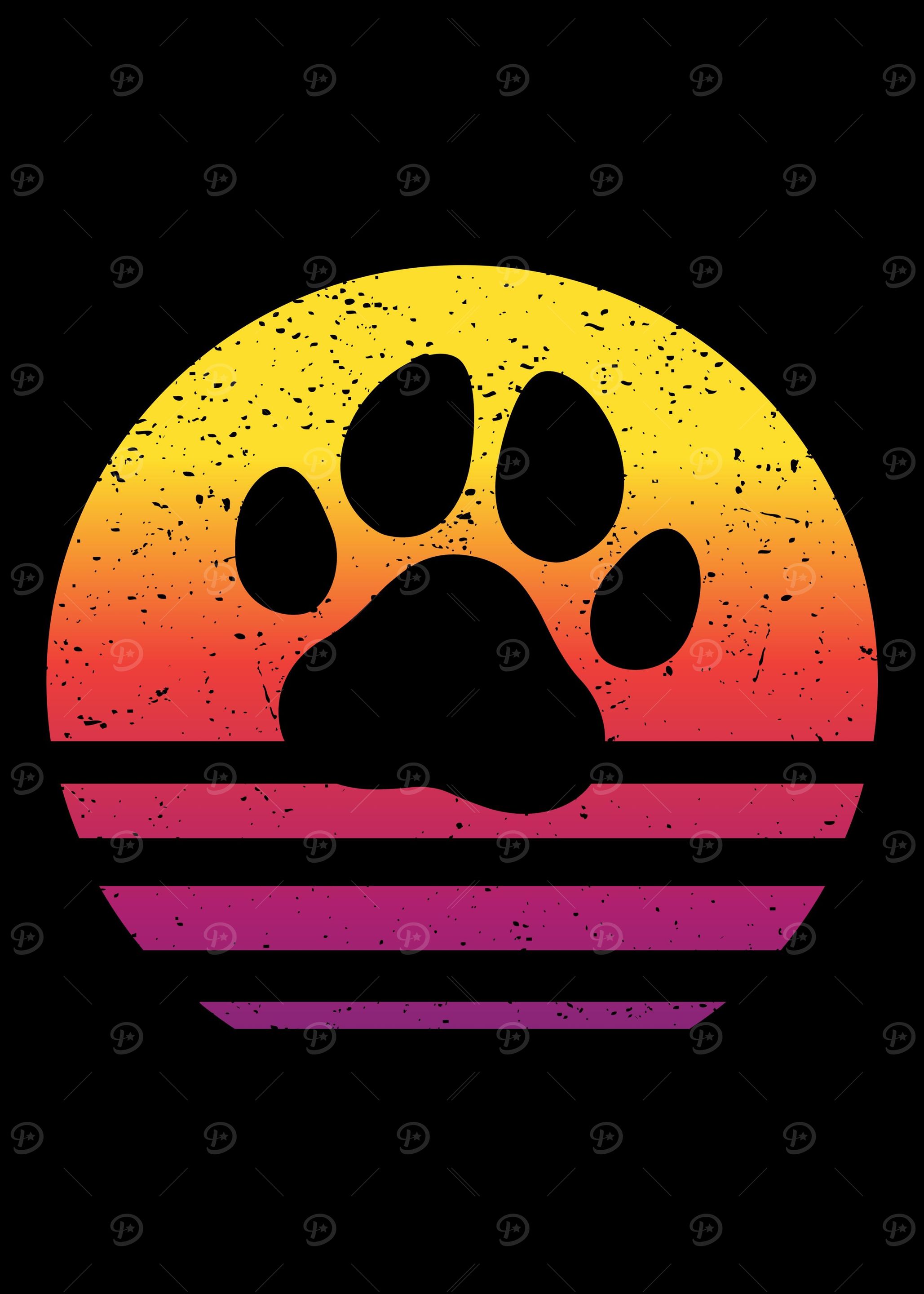 Dog Paw Retro Vintage