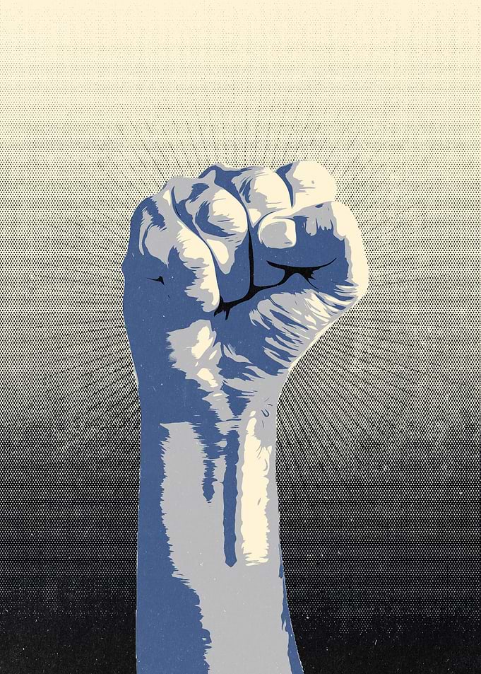 Raised fist concept