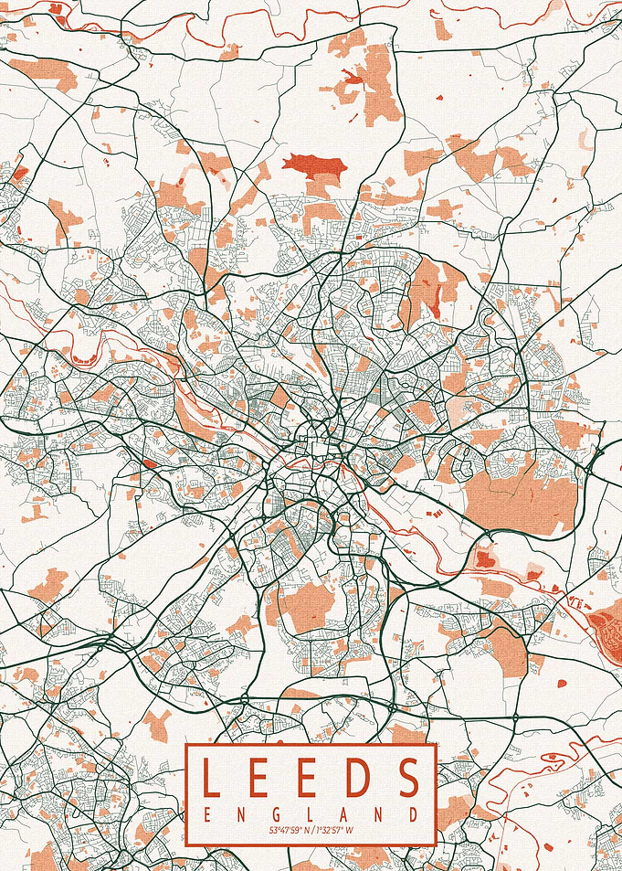 Leeds City Map Bohemian