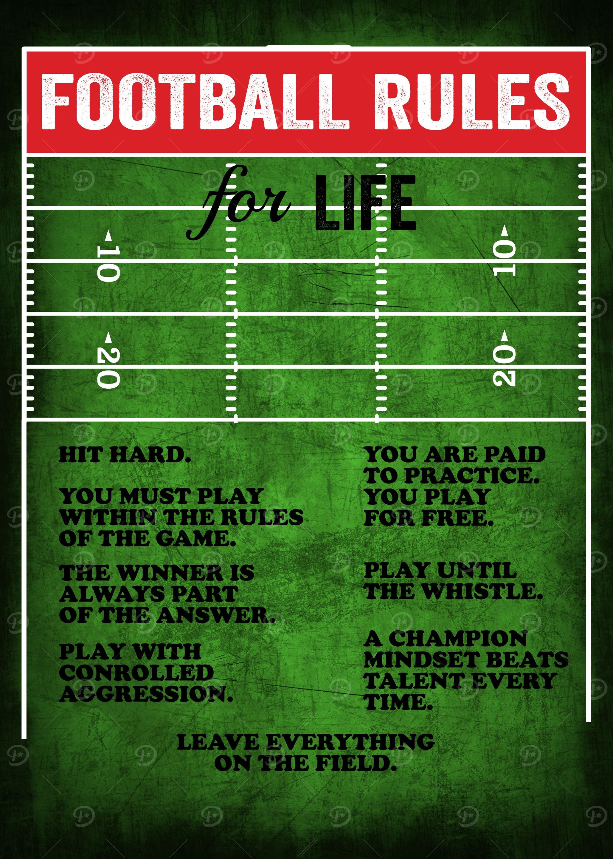 FOOTBALL RULES Black Text