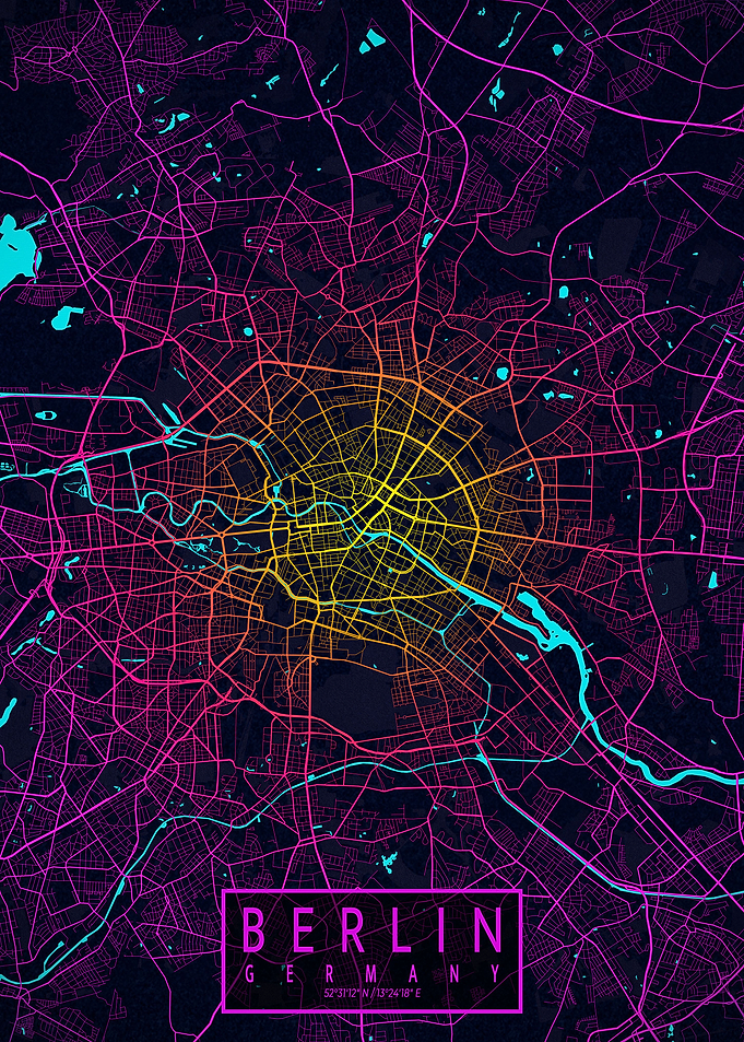 Berlin City Map Neon
