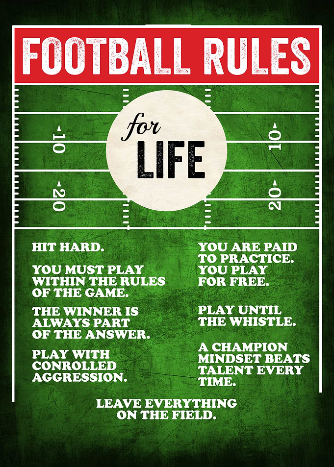 FOOTBALL RULES White Text