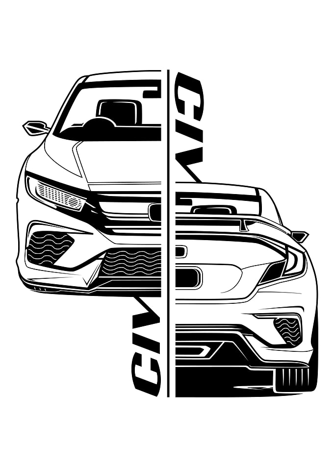 Line Art of Civic Car