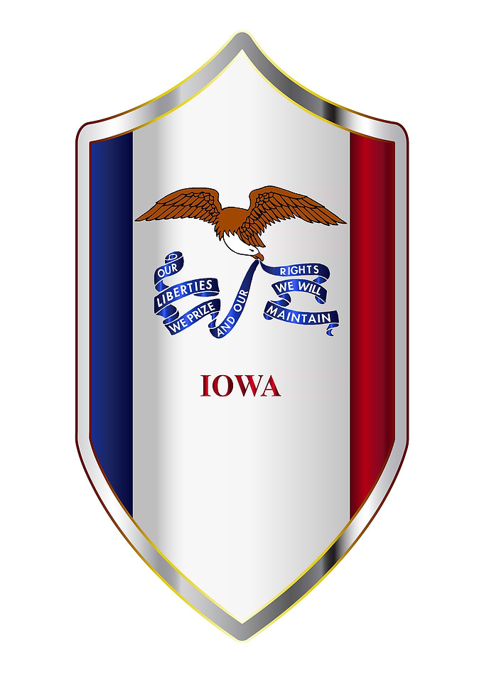 Iowa State Flag On Shield