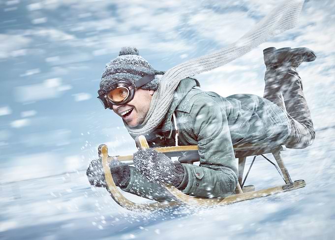 Sledding In Winter