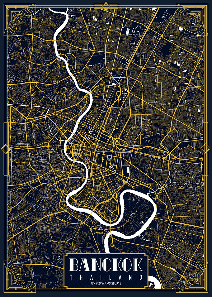 Bangkok Map Art Deco