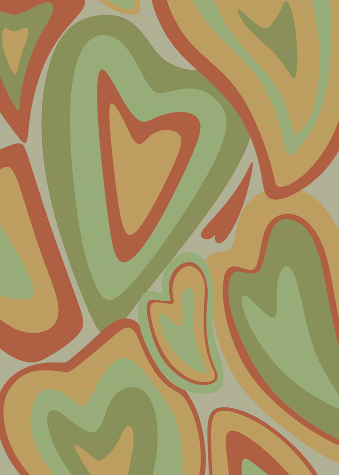 70s Wavey Orange Hearts