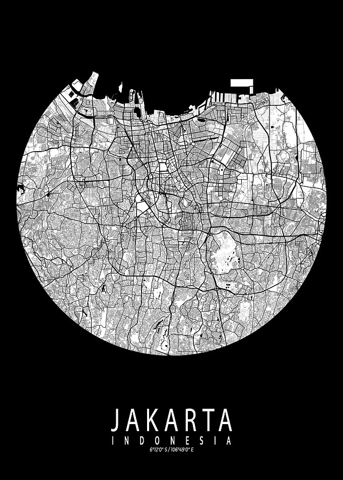 Jakarta City Map Full Moon