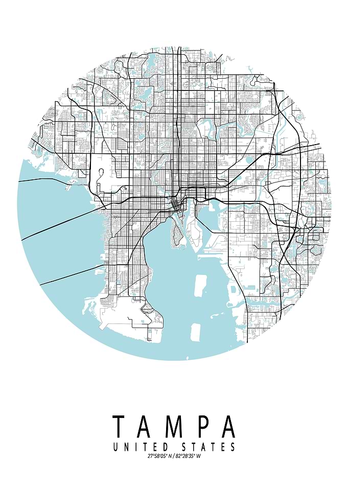 Tampa City Map Circle