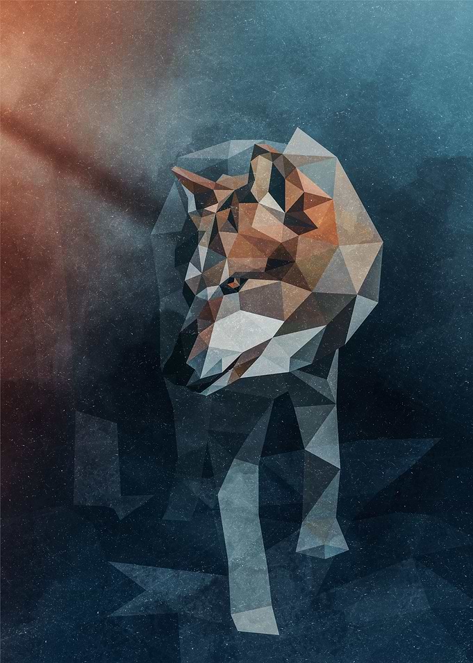 Low Poly Wolf Cold Version