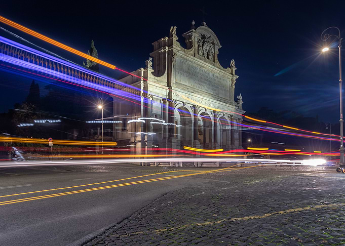 Neon night light trails