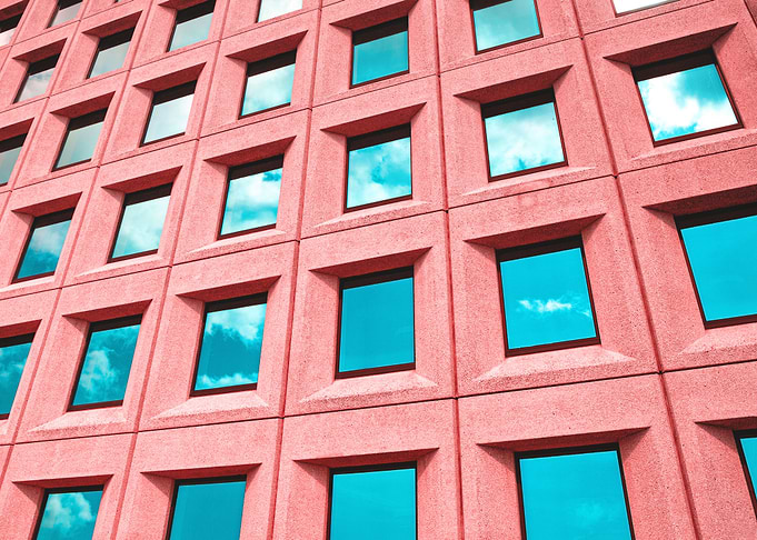 Coral And Teal Facade