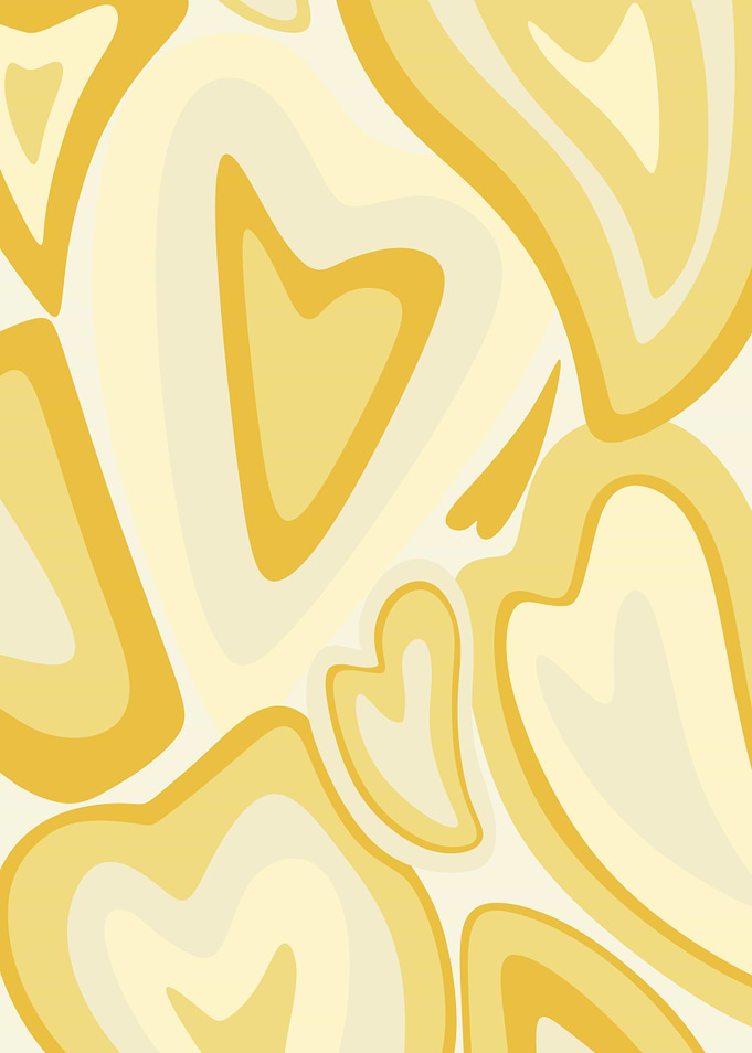 70s Wavey Yellow Hearts