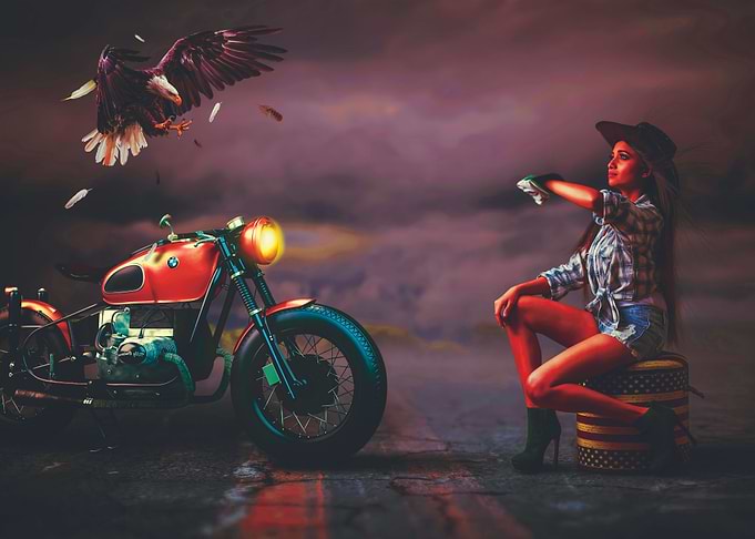 woman and eagle