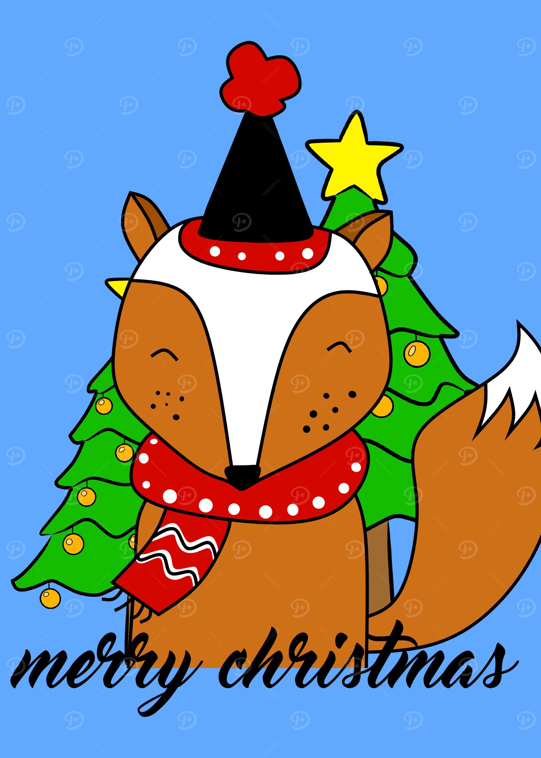 cute fox christmas theme
