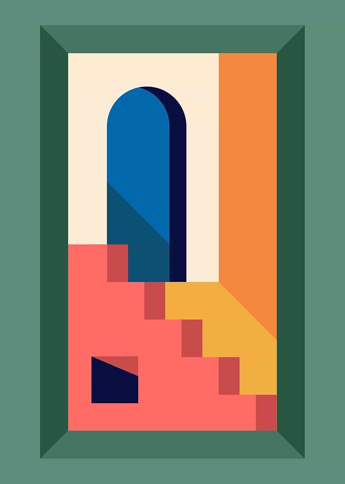 Vintage Retro Houses Art