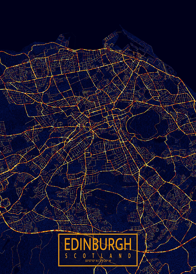 Edinburgh Map City Night