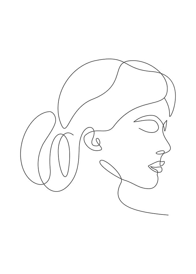 One line face woman