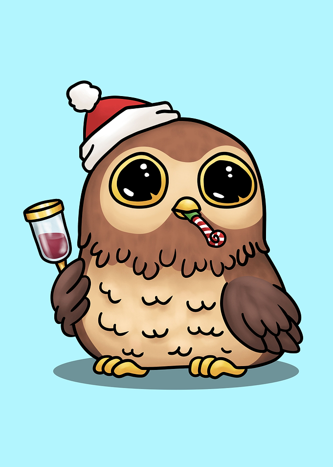 Christmas Owl with Wine