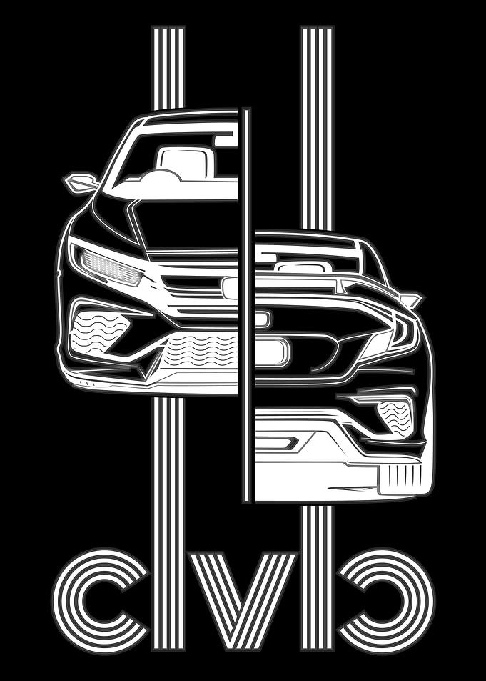 Line Art of Civic Car