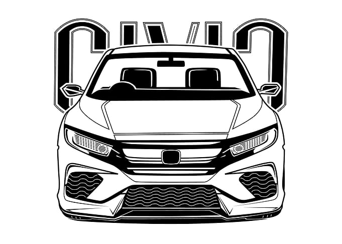 Line Art of Civic Car