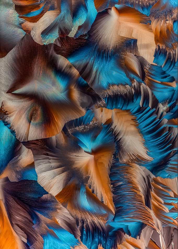Blue and orange crystals