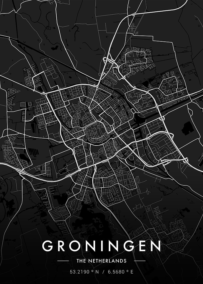Groningen City Map Dark