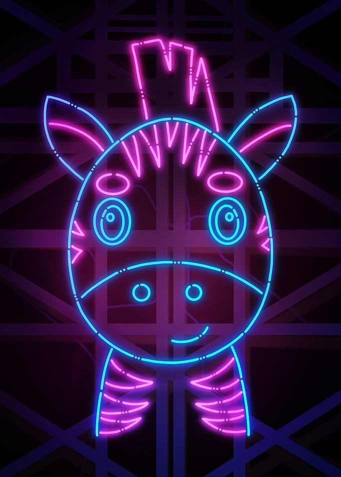 Cute zebra Neon Poster