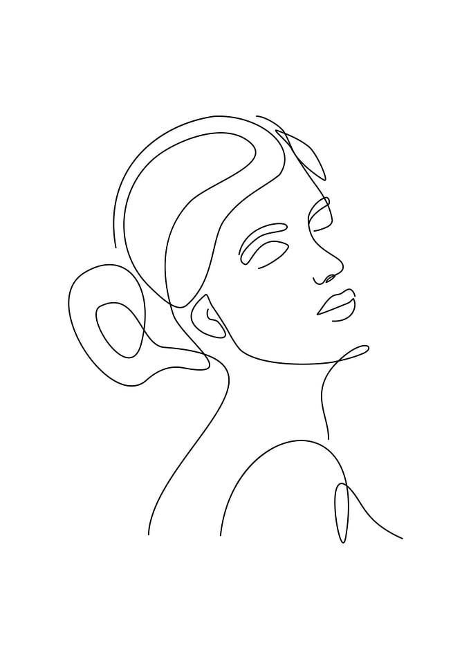Woman face single line art