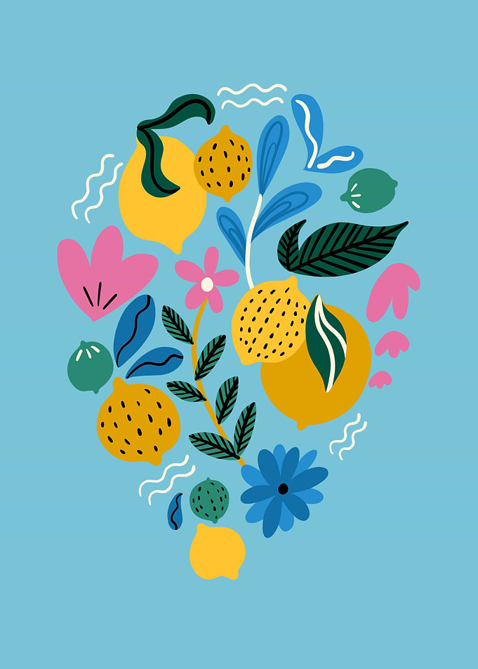 Blue botanical flowers