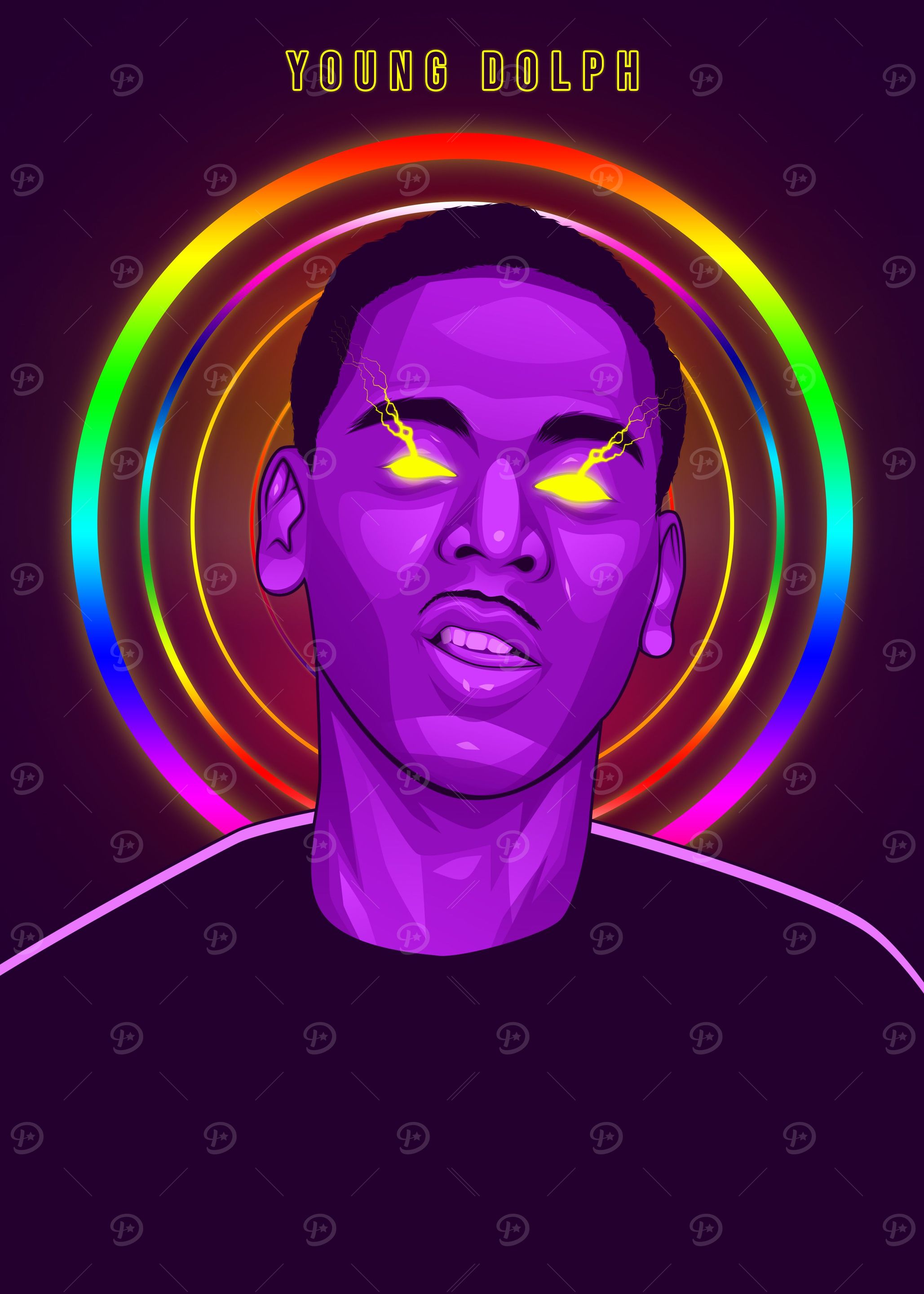 Young Dolph Neon Art