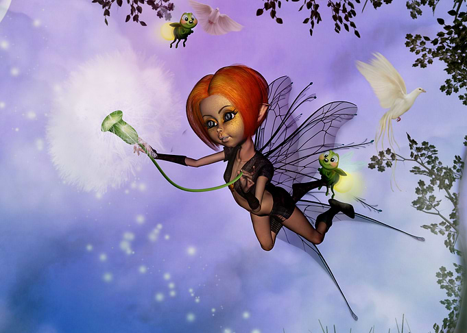 Cute little fairy playing